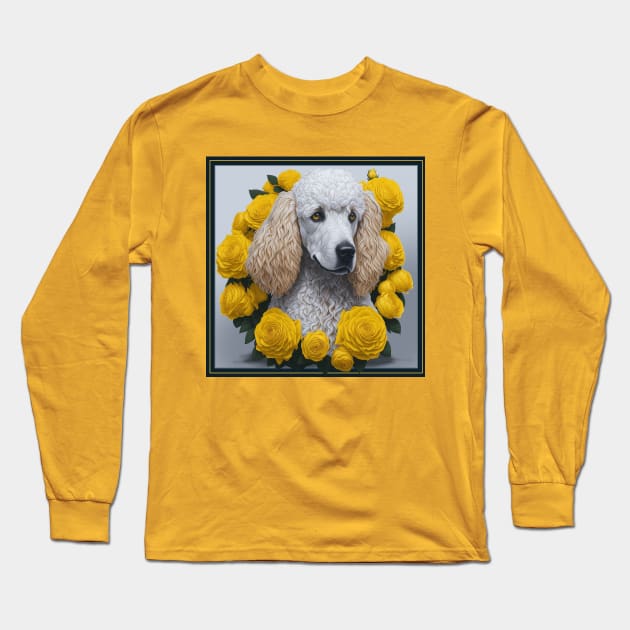 Standard poodle yellow roses Long Sleeve T-Shirt by xlhombat